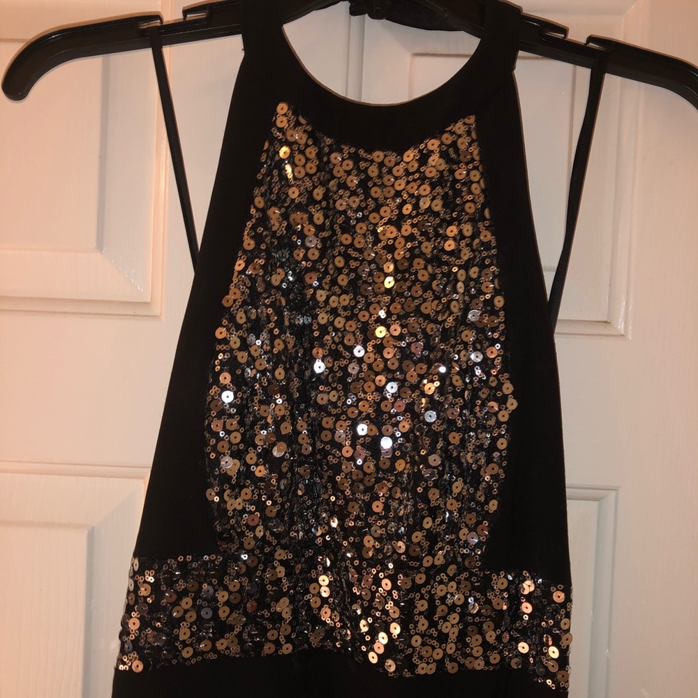 Long Black and Silver Prom Dress